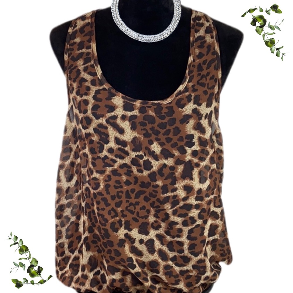 Gorgeous Sheer leopard-print blouse XL